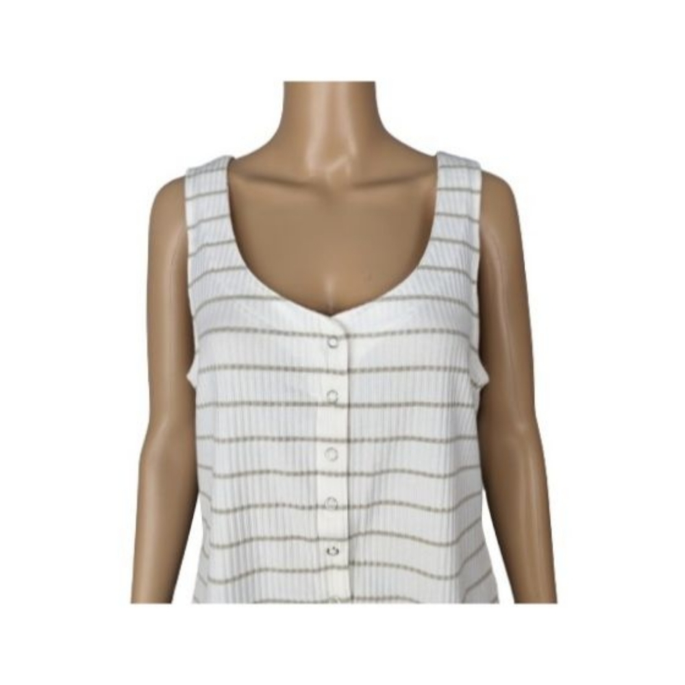 Torrid Striped Rib Button Front Tank Top 1 - Picture 2 of 8